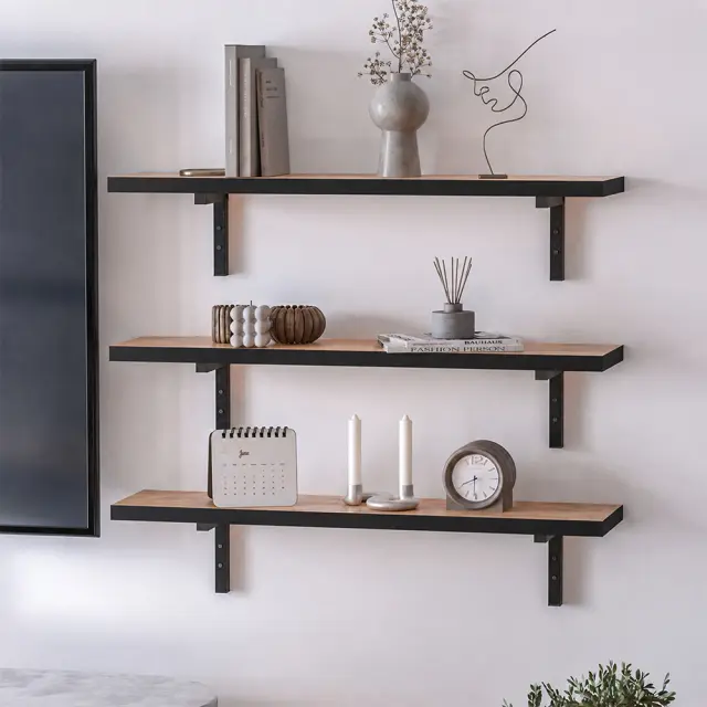 Ραφιέρα τοίχου Versa Megapap 3 τεμαχίων χρώμα pine oak 80x19x17εκ. 2