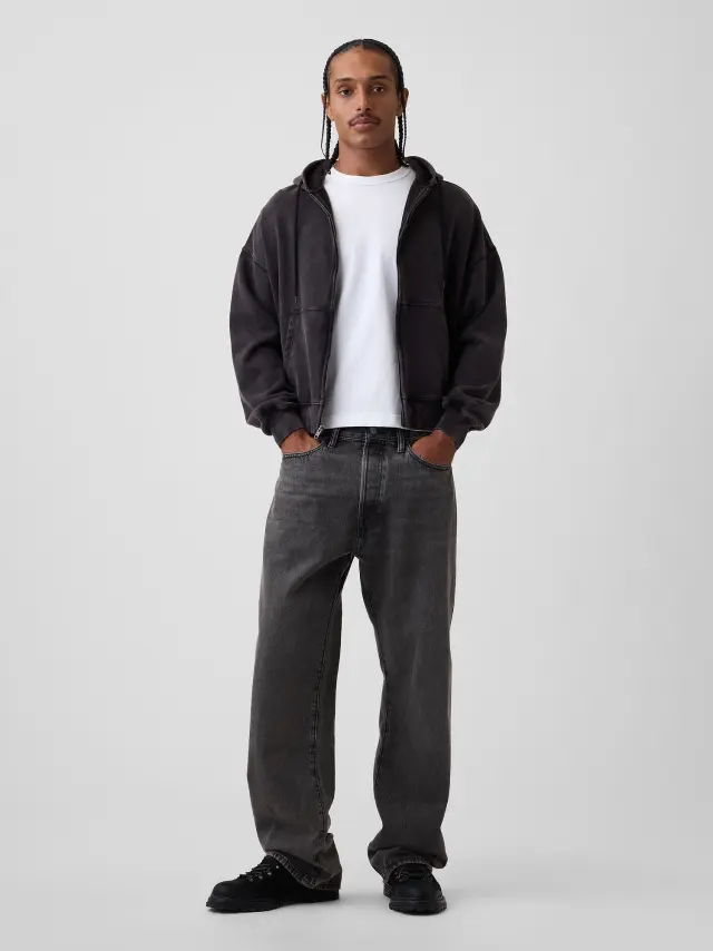 Μάυρο 100% Οργανικό Βαμβάκι '90s Loose Jean Παντελόνι με Washwell Washed black