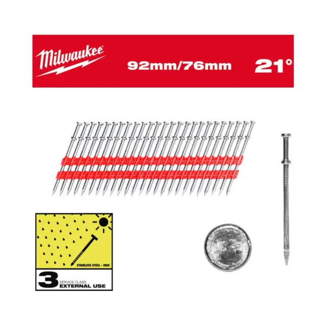 Milwaukee 4932498156 - ΚΑΡΦΙΑ ΔΙΠΛΗΣ ΚΕΦΑΛΗΣ 21° 92/76 mm 2000τμχ MW