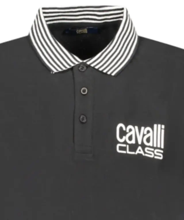 Cavalli Class - Ανδρική Μπλούζα T-Shirt Polo Short Sleeve TXT64EKB002-05051 Μαύρο 3
