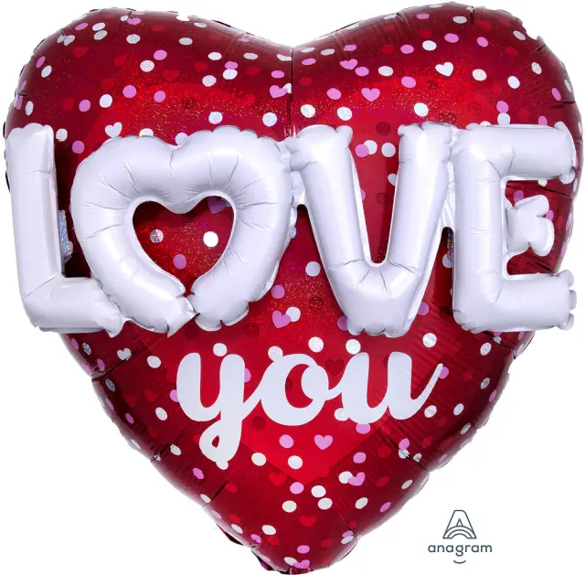 Μπαλόνι Φοιλ Σχήμα Καρδιάς Multi Love Hearts & Dots / 91 εκ x 91 εκ