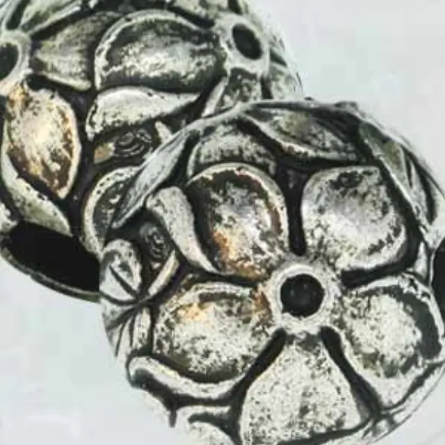 Επιμεταλλωμένη Χάντρα Five Petal Antique Silver Mix 20mm - 2τεμ