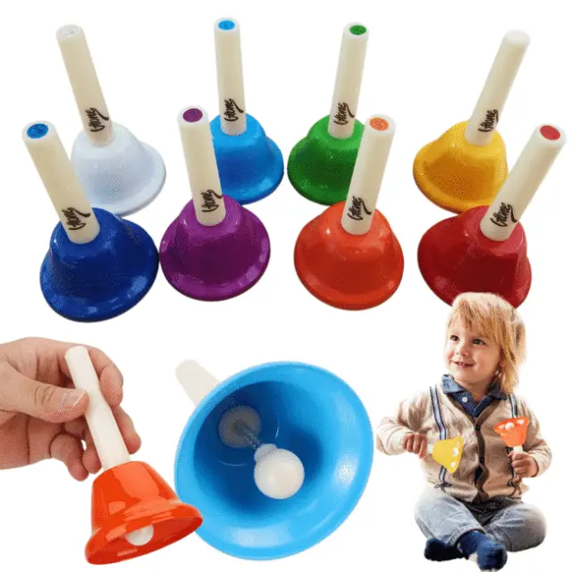 V-TONE RR8 handbells with handle diatonic colorful set of 8 pcs for children 3
