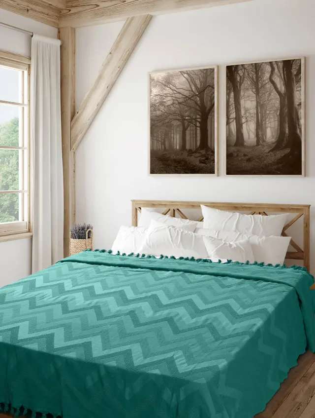 Κουβέρτα Πικέ Ζακάρ GOLWE PETROL MADI 220 x 240 εκ.