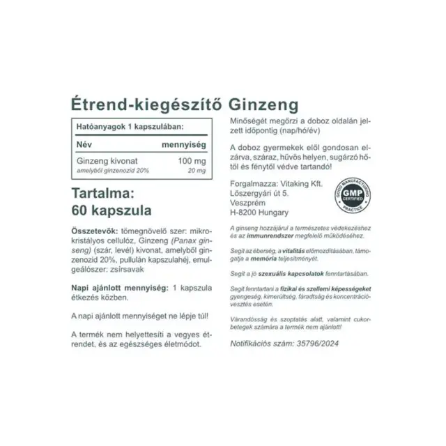 Vitaking Ginseng Extract 100 mg 2