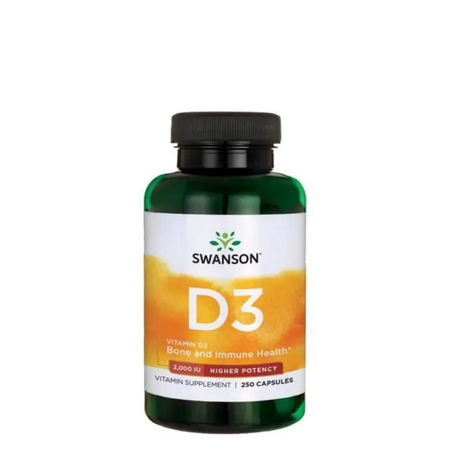SWANSON Vitamin D3 Βιταμίνη για Ενίσχυση του Ανοσοποιητικού & την Υγεία των Οστών 2000iu 250 κάψουλες