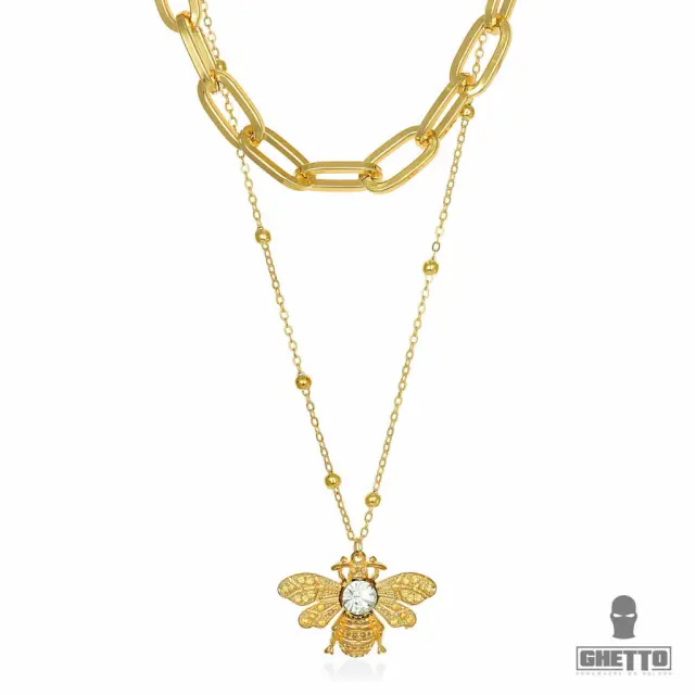 Ghetto Large Queen Bee Double Layer Necklace For Women Gold