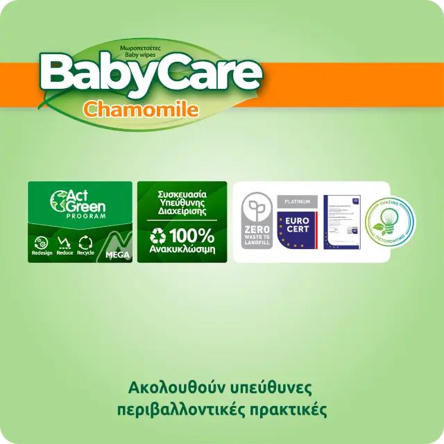 BABYCARE Baby Wipes Chamomile Pure Water Μωρομάντηλα με Εκχύλισμα Χαμομηλιού 16 συσκευασίες x 72τεμ 2
