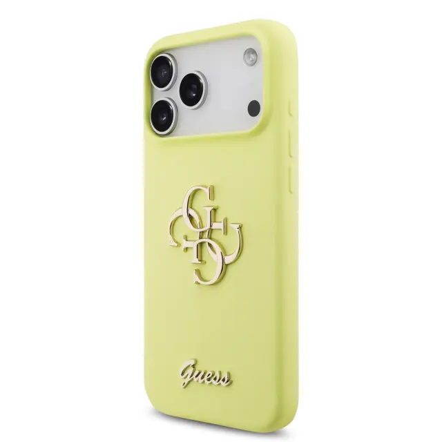 Guess Liquid Silicone 4G Metal Logo Case for iPhone 17 Pro Max Yellow 2
