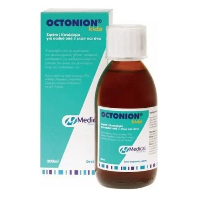 Medical Octonion Kids Φυτικό Σιρόπι για Παιδιά με 7 Βότανα και Βιταμίνη C για το Βήχα, τη Βραχνάδα και τον Ερεθισμένο Λαιμό, 200ml