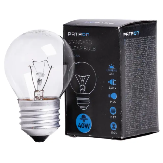 Incandescent Bulb E27 40W P45 230V CL