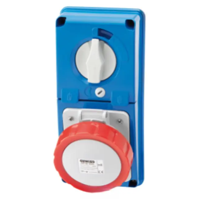 VERTICAL FIXED INTERLOCKED SOCKET OUTLET - WITHOUT BOTTOM - WITH FUSE-HOLDER BASE - 3P+E 32A 380-415V - 50/60HZ 6H - IP67