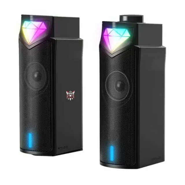 ONIKUMA L1 RGB Computer Speaker, Portable Sound Box with Inside Microphone, Home Office Use with Clear Sound Black