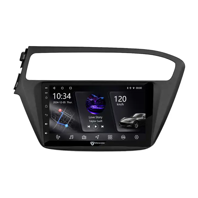 VenCore Οθόνη Multimedia Android 15 9" PX5S Octa-Core 2GB/32GB IPS με Πρόσοψη, CarPlay, Android Auto και Υποστήριξη Κάμερας 360° για Hyundai i20 2018-2020 – Μαύρη (3236-10005-0509B) 2