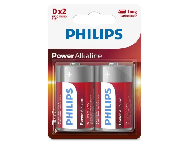 Αλκαλικές Μπαταρίες Philips Power Alkaline - D - 1.5V - 2 τεμάχια1009494