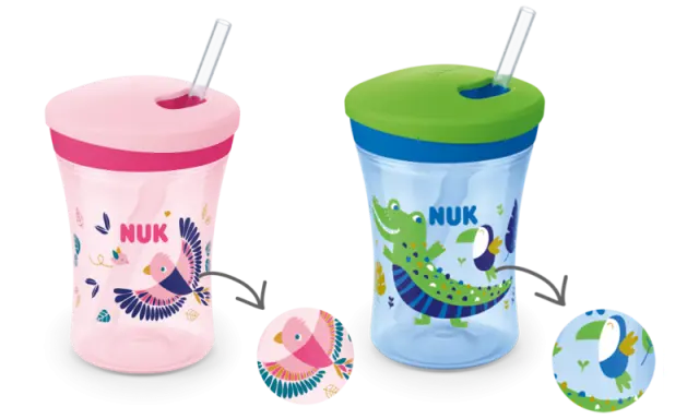 Nuk Action Cup Ποτηράκι που Αλλάζει Χρώμα με Καλαμάκι για 12m+ 230ml