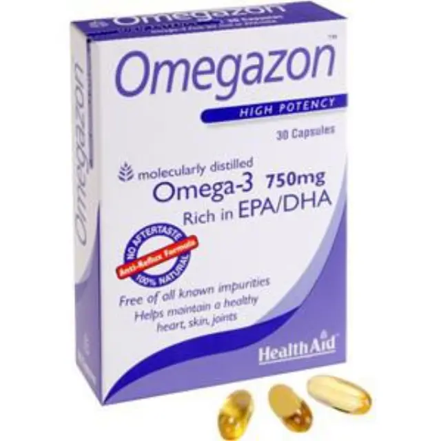 Health Aid Omegazon Omega-3 750mg Συμπλήρωμα Διατροφής με Ωμέγα-3 Λιπαρά Οξέα για Καλή Λειτουργία της Καρδιάς και του Κυκλοφορικού Συστήματος, 60caps