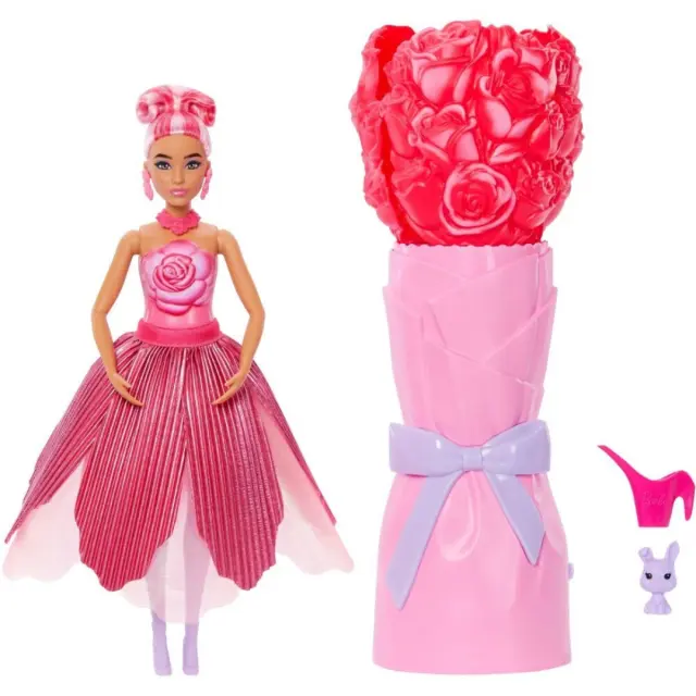 Mattel Barbie Petal Pop Red Rose Κούκλα Barbie με Λουλουδένιο Outfit + Αξεσουάρ (JMF59)