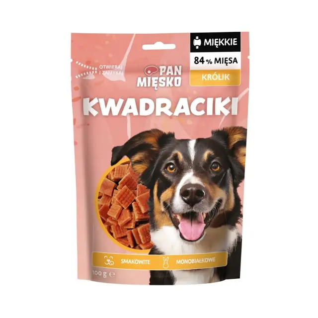 PAN MIĘSKO Squares Rabbit - dog treat - 100g