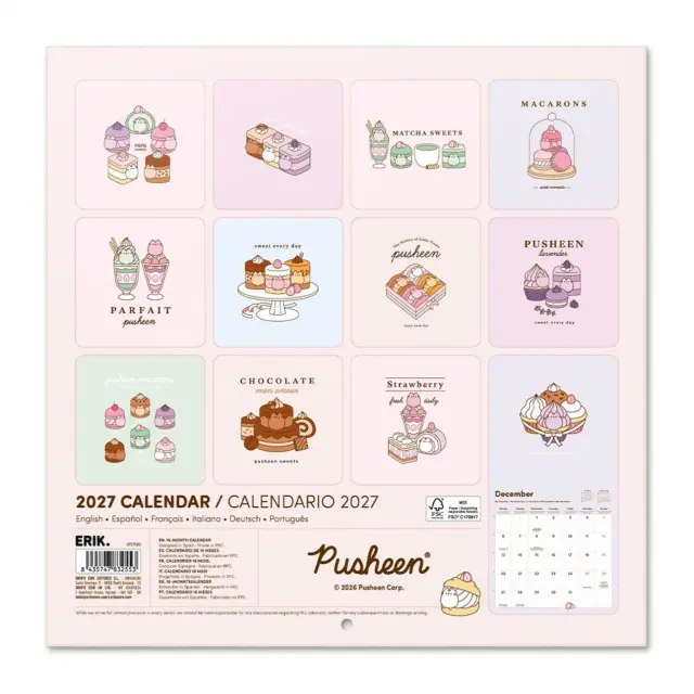 HMEΡΟΛΟΓΙΟ ΤΟΙΧΟΥ PUSHEEN 2027 30X30 CALENDAR CP27002 2