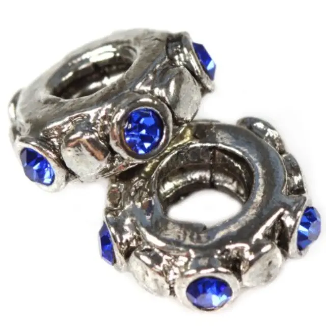 Μεταλλική Χάντρα Modular Ring w Sapphire Zircon 4x11mm - 5τεμ