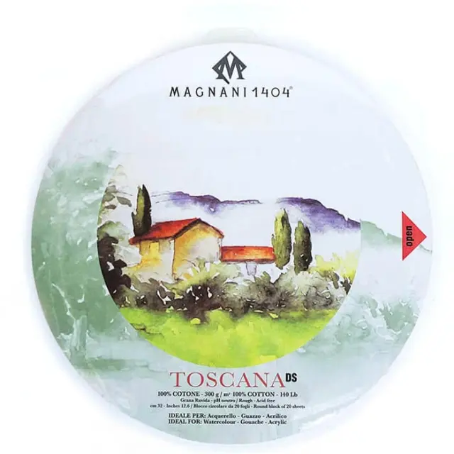 Στρογγυλό Μπλοκ Magnani Toscana Rough (Ιδιαίτερα Ανάγλυφη Επιφάνεια) για Ακουαρέλα 300g/m², Ø32cm - 20 Φύλλα