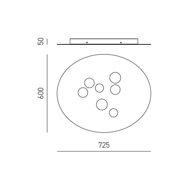 LUNA P/G φωτιστικό οροφής oval 72x60 Άσπρο 2
