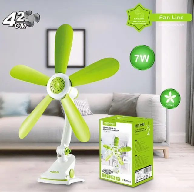 Hoomei Mini Desktop Clip Fan HM-8125G Πράσινο 2
