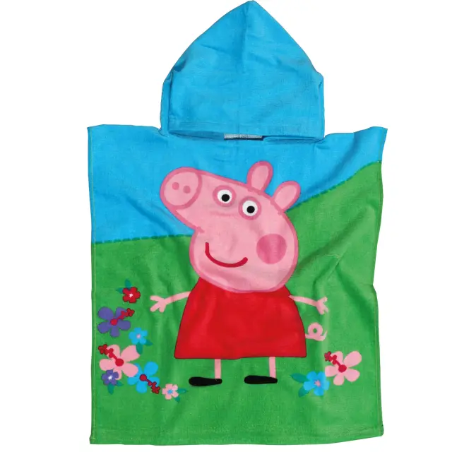 Πόντσο Παιδικό 50Χ115 Cotton Das Home Pegga Pig 5869 Ροζ-Σιέλ-Πράσινο