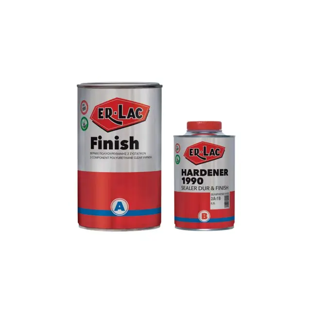 ER LAC FINISH 10% Διαφανές Βερνίκι Πολυουρεθάνης 2 Συστατικών MAT Σετ Α+Β 1,5 lt