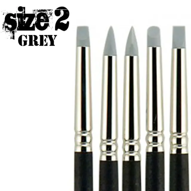 Πινέλα Σιλικόνης No2 - Grey Μέτρια (Medium), Σετ 5 τεμ.