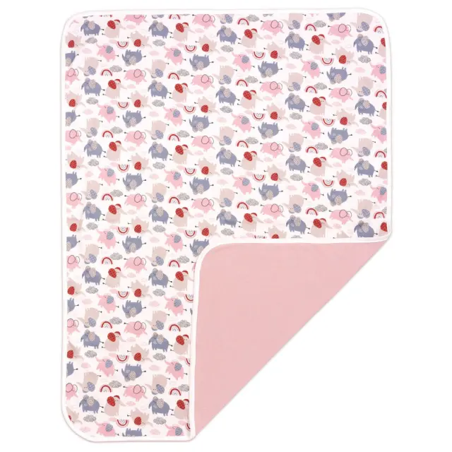 Κουβέρτα Διπλής Όψεως 75x100cm Interlock Pink Elephant 5904506811304 3