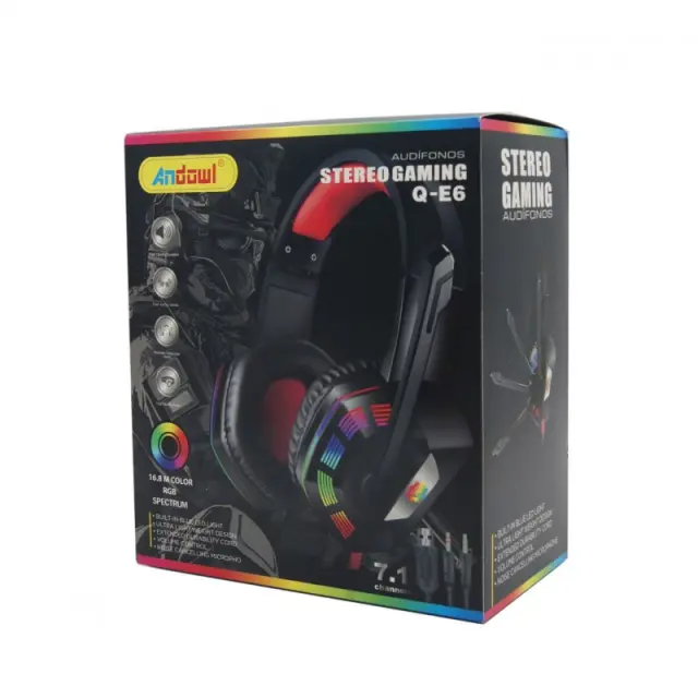 Andowl Q-E6 Over Ear Gaming Headset με σύνδεση 3.5mm / USB