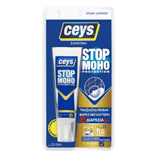 Σιλικόνη CEYS STOP MOHO Αντιμουχλική Διάφανο Πενταπλής Διάρκειας 50ml