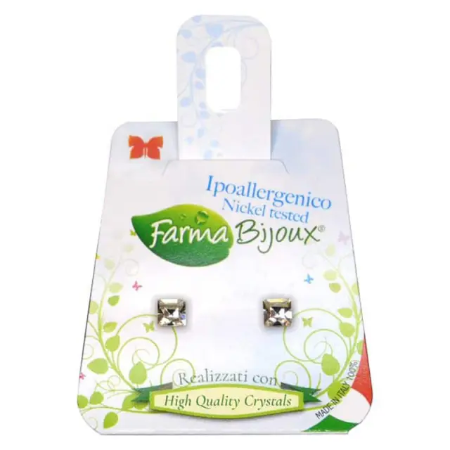 Farma Bijoux Υποαλλεργικά Σκουλαρίκια Κρύσταλλα Τετράγωνα 4mm (BE15C01)