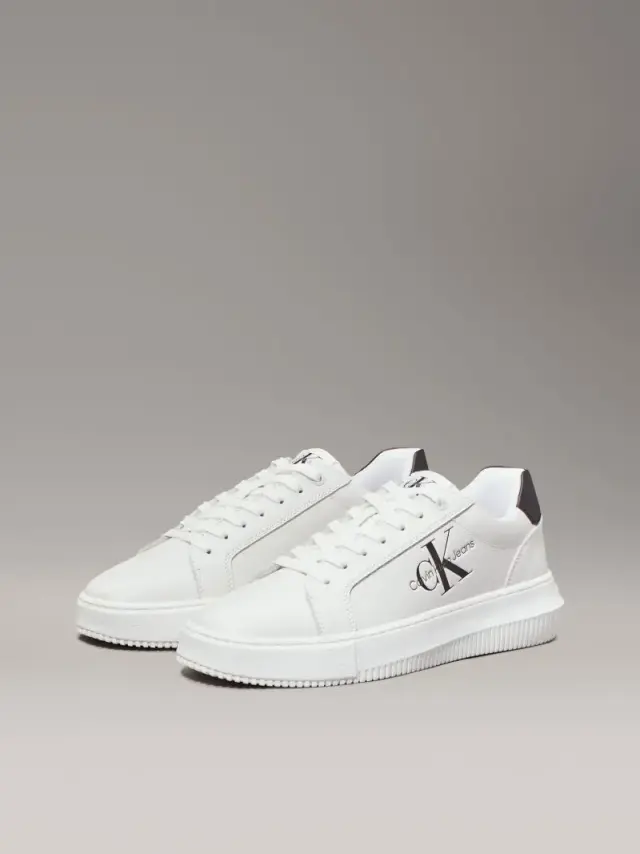 Calvin Klein - Γυναικεία Δερμάτινα Sneakers Chunky Cupsole Mono Wn YW0YW00823-0LB Λευκό 2