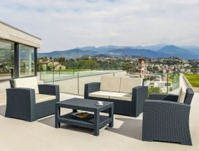 Σετ Σαλόνι-Καθιστικό MONACO Ανθρακί PP 140x79x79/82x79x79/92x57x43cm 2