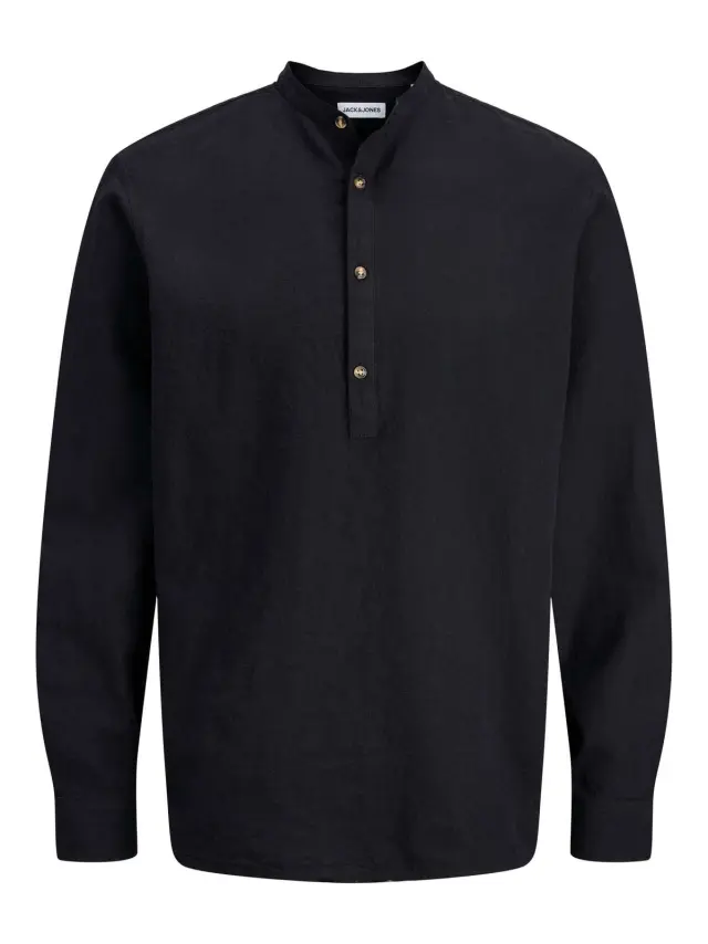 JJESUMMER LINEN BLEND TUNIC SHIRT L/S SN Black