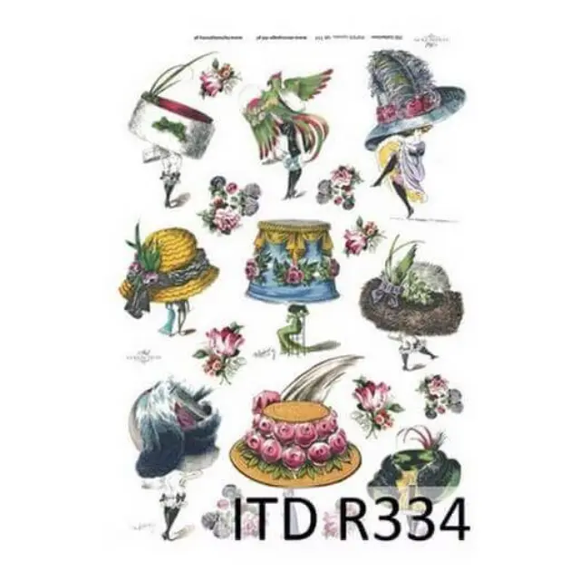 Ριζόχαρτο ITD, 21x29cm, Καπέλα με λουλούδια, R334