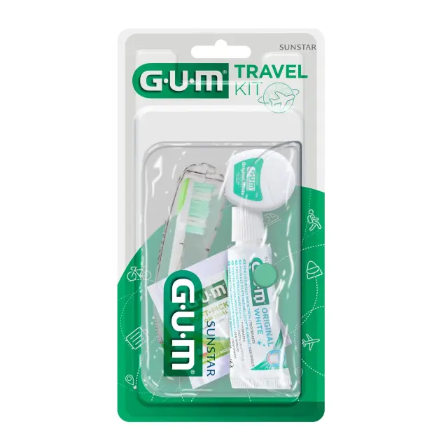 GUM Travel Kit 156 Σετ Στοματικής Φροντίδας Ταξιδίου, Οδοντόβουρτσα Πράσινη