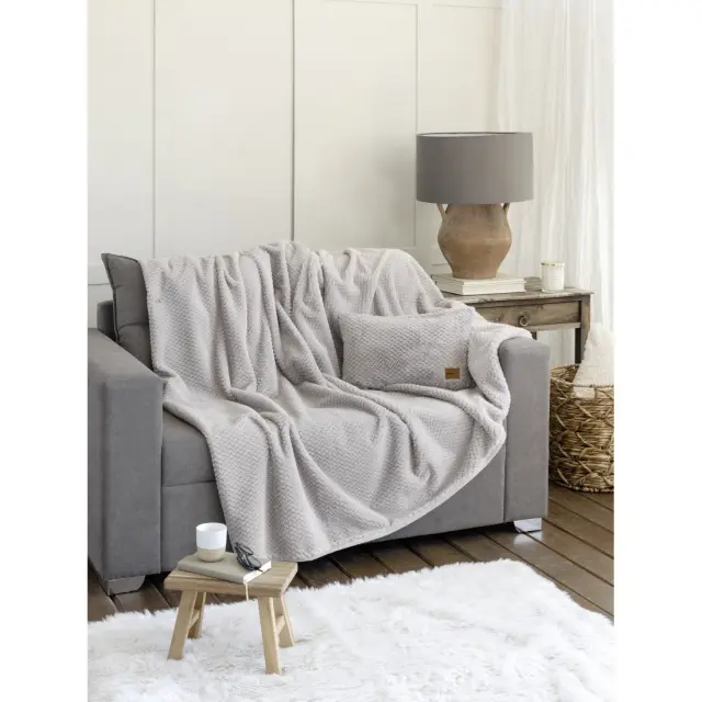 Αντιολισθητικό Ριχτάρι Snuggle - Light Gray Γκρι Τριθέσιος 180x300