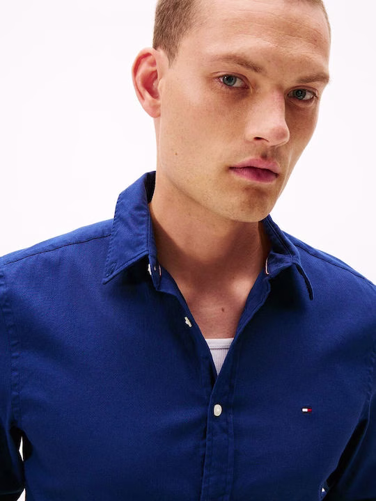 Tommy Hilfiger Σκούρο Μπλέ Πουκάμισο Σε Slim Fit Γραμμη Ελαστικό Μπλε Σκούρο 3