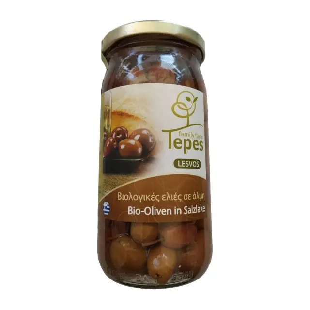 Ελιές Μαύρες Βιολογικές σε Άλμη, Tepes, βάζο, 220γρ
