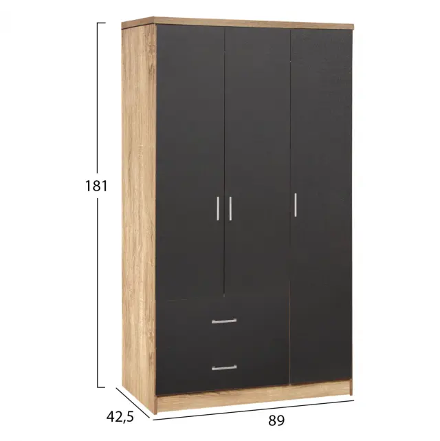 ΝΤΟΥΛΑΠΑ 3ΦΥΛΛΗ ME 2 ΣΥΡΤΑΡΙΑ FB9340.04 SONAMA ΜΕ ΓΚΡΙ 89x42,5Χ181εκ. 2