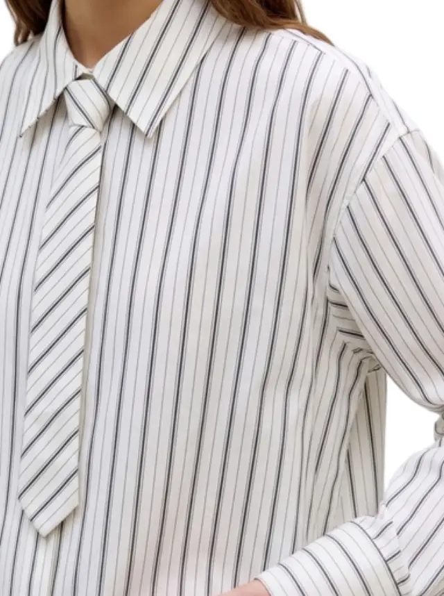 Vero Moda γυναικείο oversized ριγέ πουκάμισο με γραβάτα VMANYA 10351721-1 2