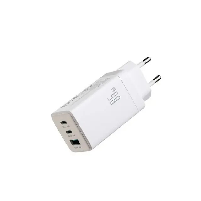 Joyroom Φορτιστής JR-TG10 65W GaN 2x USB-C / USB-A with 65W USB-C 1.2m Cable White