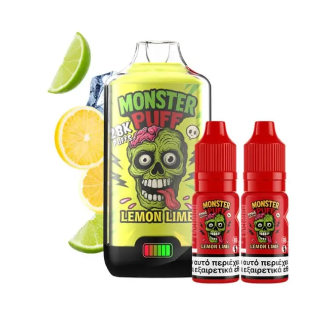 Monster Puff 28K Lemon Lime Disposable 2ml & 2x10ml 20mg 2