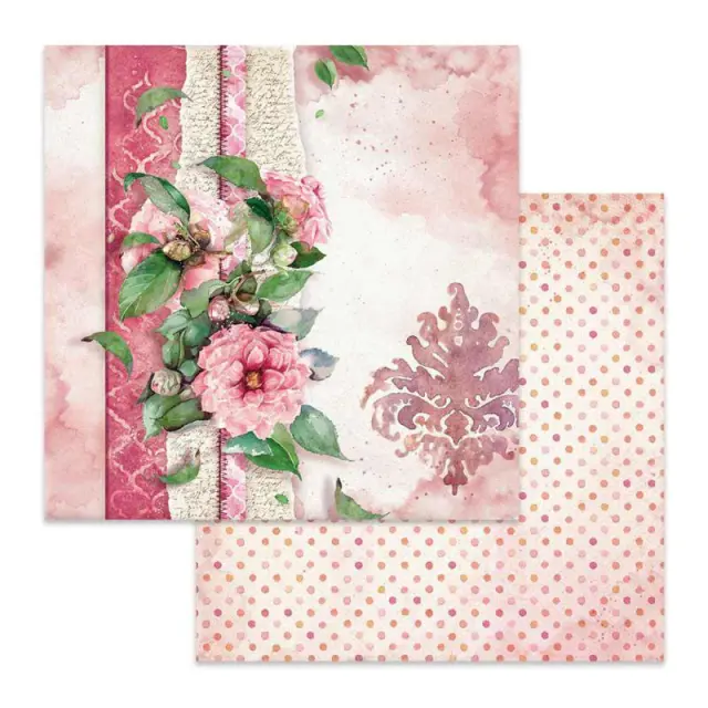 Χαρτί Scrapbooking Stamperia Διπλής Όψης - Flowers For You Pink Background - 31x30cm