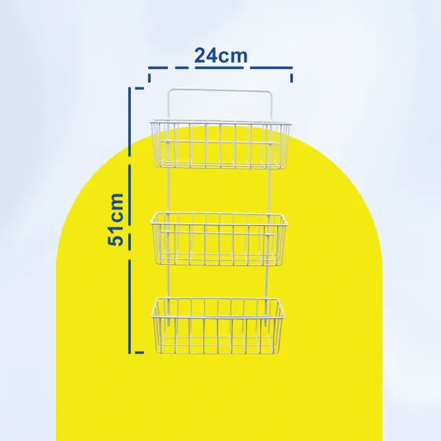 Επιτοίχιο Ράφι με 3 Καλάθια 24x10x51cm Άσπρο ή Μαύρο 3