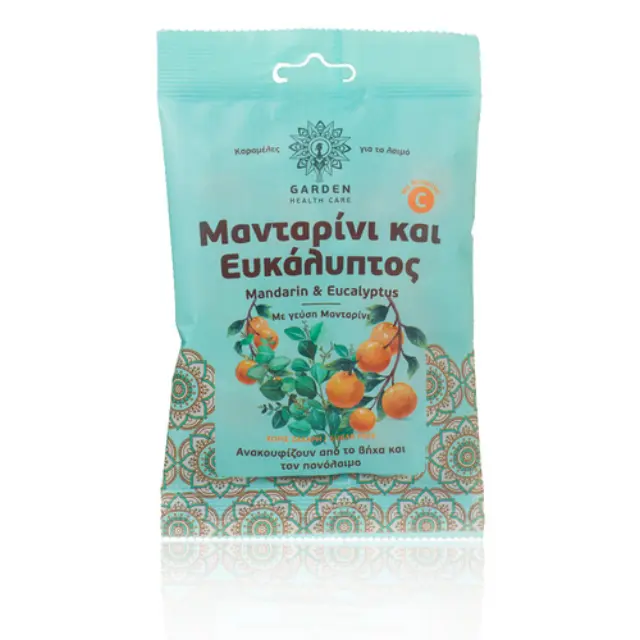 GARDEN Καραμέλες για το Λαιμό Μανταρίνι & Ευκάλυπτος με Βιταμίνη C 60gr